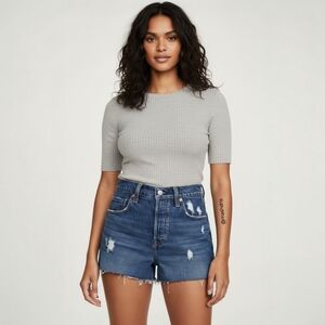 Levi's Ribcage High-Waisted Distressed Denim Cut-Off Shorts - - 31